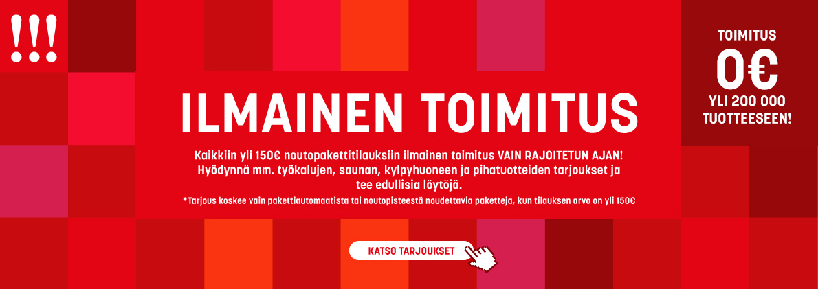 Ilmainen toimitus postipaketeille + kotiintoimitukset -30%