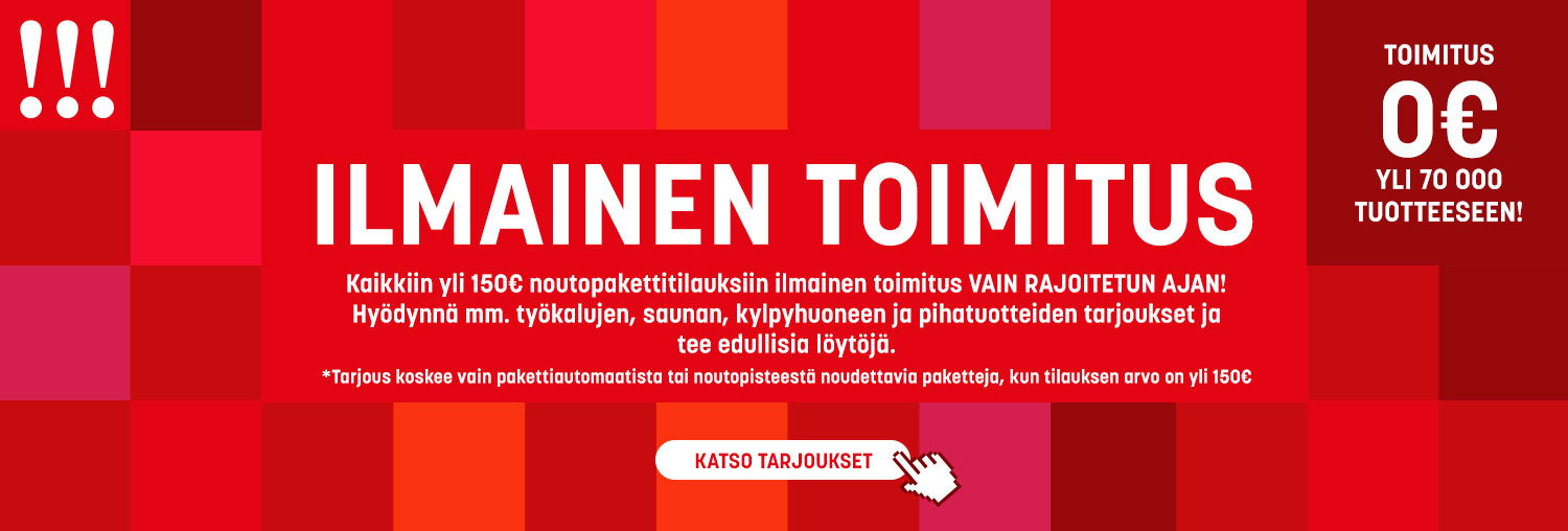 Kaikkiin postipaketteihin ilmainen toimitus + kotiintoimitus -30%