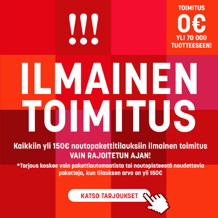 Ilmainen toimitus postipaketeille + kotiintoimitukset -30%