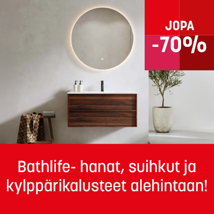 Bathlife hanat, suihkut ja kylpyhuonekalusteet tarjoushintaan
