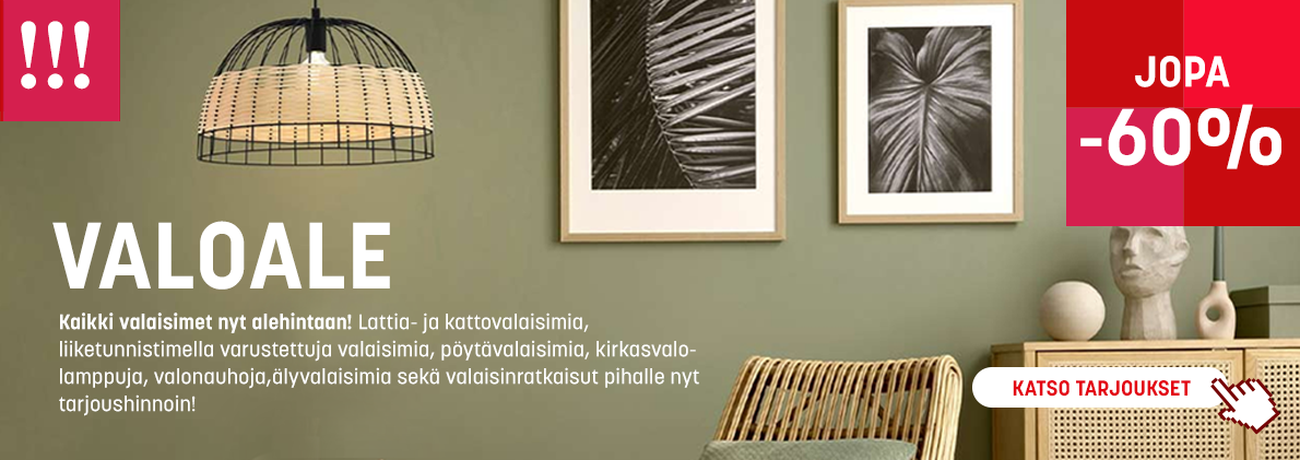 Kaikki valaisimet alennetuin hinnoin!