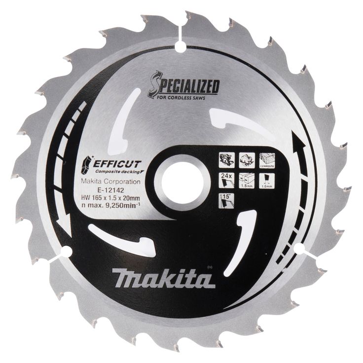 Pyörösahanterä Makita EffiCut E-12142, 165x1.5/20mm, 15°, 24T