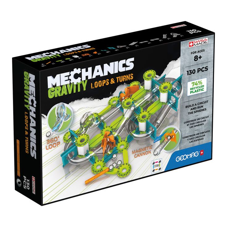 Magneettikuularata Geomag Mechanics Gravity Loops & Turns, 130 osaa