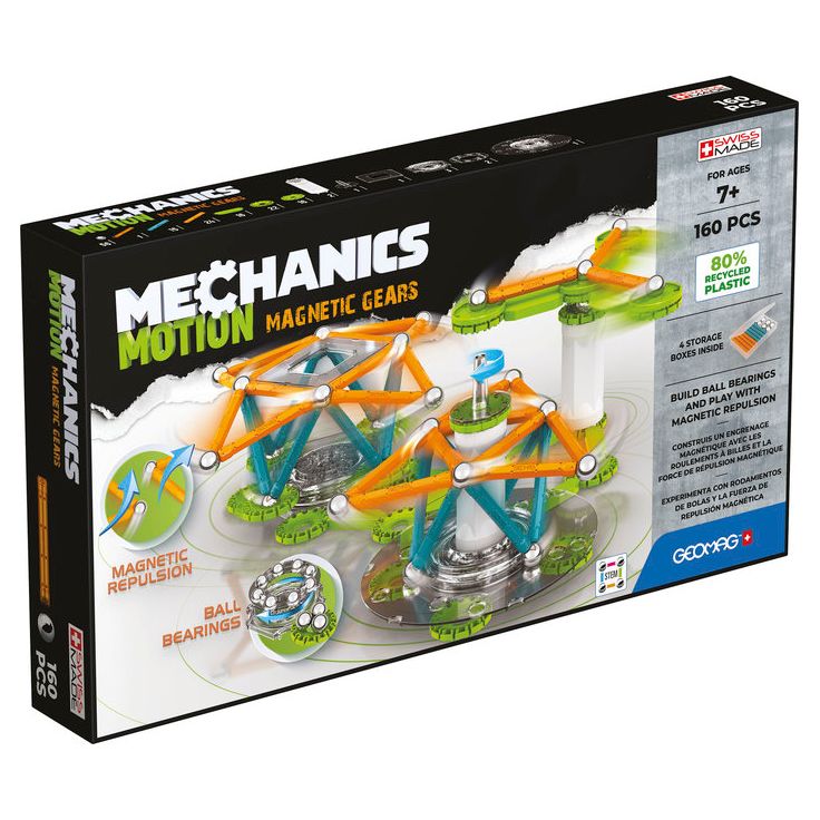 Magneettirakennussarja Geomag Mechanics Motion, 3 ratasta, 160 osaa