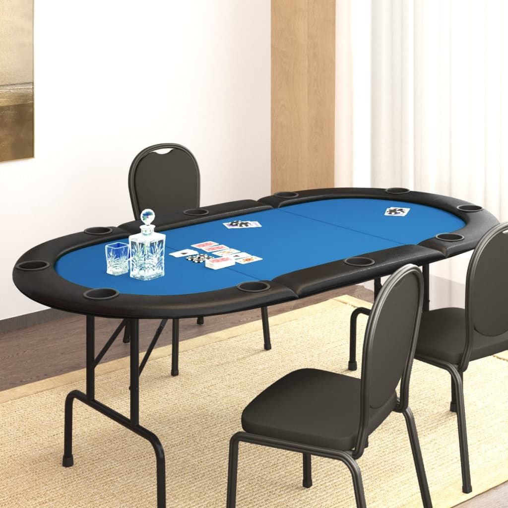 10 pelaajan kokoontaittuva pokeripöytä 206x106x75 cm sininen