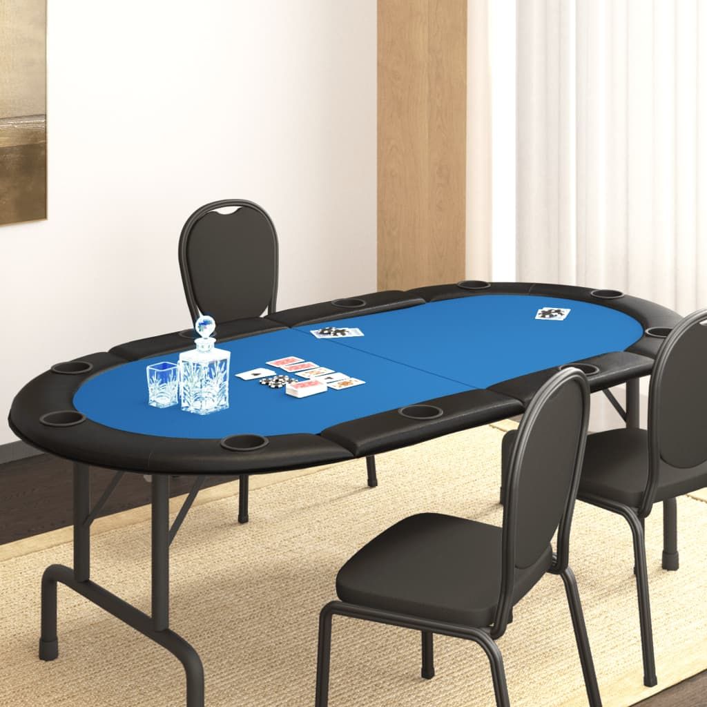 10 pelaajan kokoontaittuva pokeripöytätaso 208x106x3 cm sininen