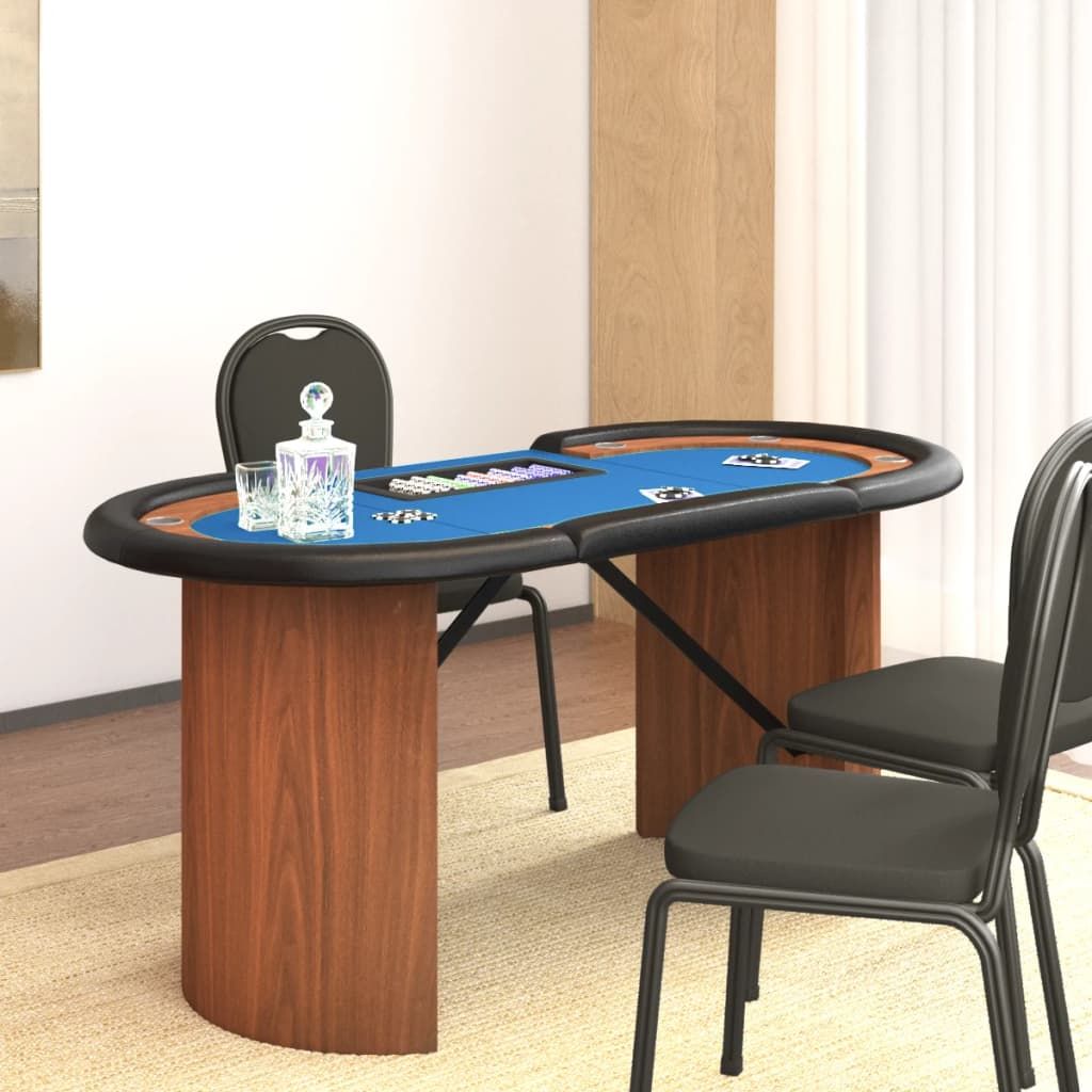 10 pelaajan pokeripöytä pelimerkkipidike 160x80x75 cm sininen