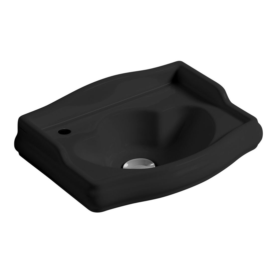 Pesuallas Kerasan Retro, 41x30 cm, hanareikä vasemmalla, mattamusta