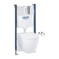 Seinä-WC-istuinpaketti Grohe Solido 5-in-1, kromattu huuhtelupainike, Verkkokaupan poistotuote