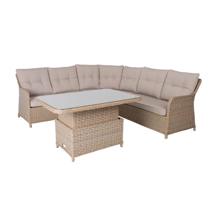 Oleskeluryhmä  Home4you Pacific, 5-istuttava sohva + korkeussäädettävä pöytä, beige