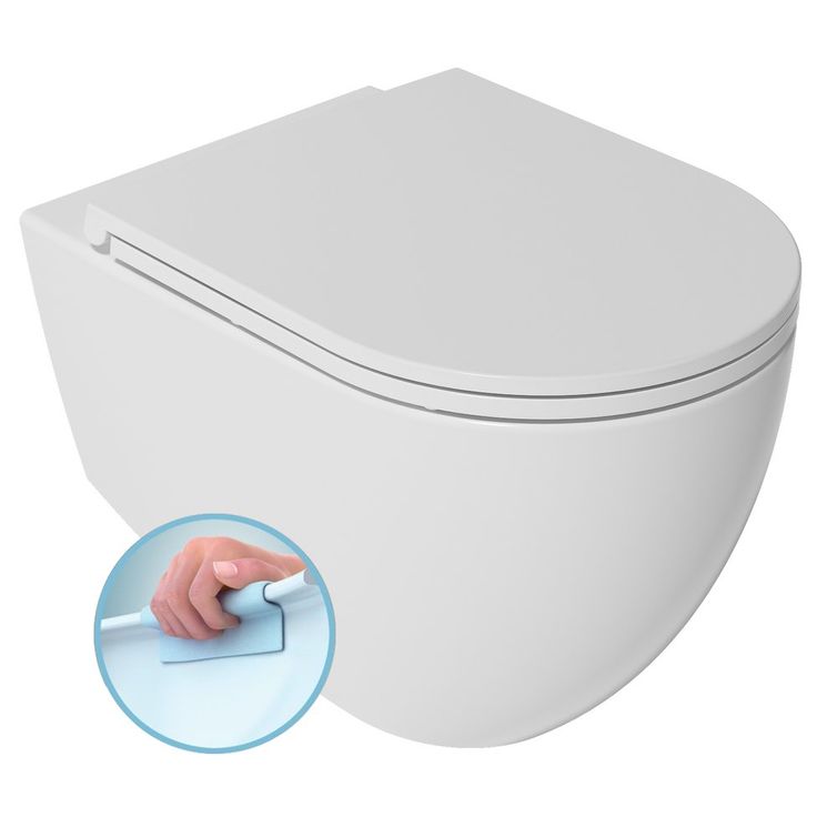 Seinä-WC-istuin Interia Infinity Rimless, huuhtelukaulukseton, eri värejä