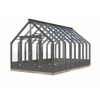 Kasvihuone Palmako Emilia 13,8 m2, turvalasi, puurunko, harmaa RAL7012