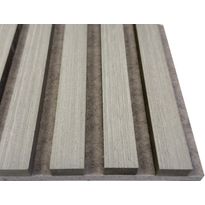 Akustiikkapaneeli Aarni 21x605x2400mm, harmaa tammi puuviilu + hiekkakivi pohja