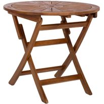 Pöytä Home4You FABIOLA Ø80xK72 cm, akaasia, ruskea