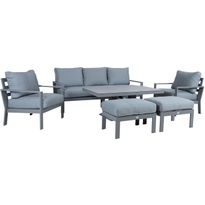 Puutarhakalustesetti Home4You RIO 6-osainen, harmahtava, beige