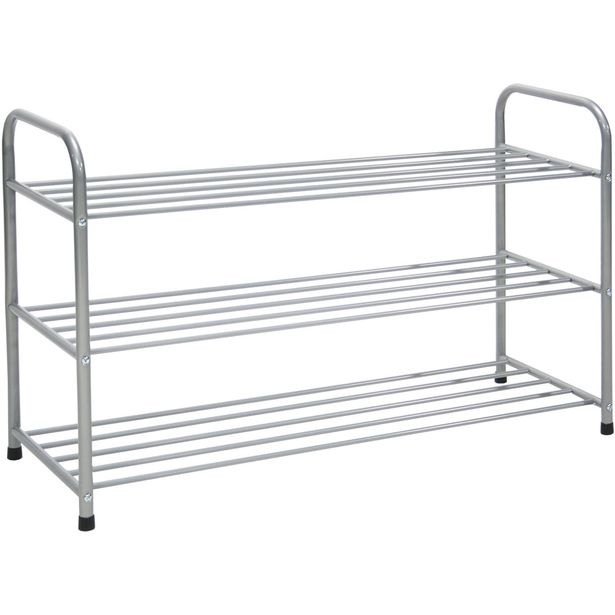 Shoe rack BENITO 92x35xH61cm, silver