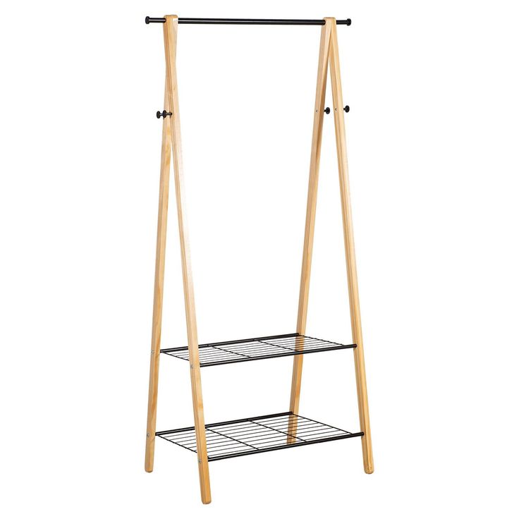 Vaateteline Home4You Forest, 79x45x155cm, musta/tammi 