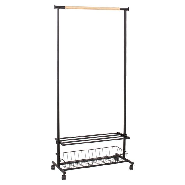 Vaateteline Home4You Forest 80x36x165cm musta/tammi 