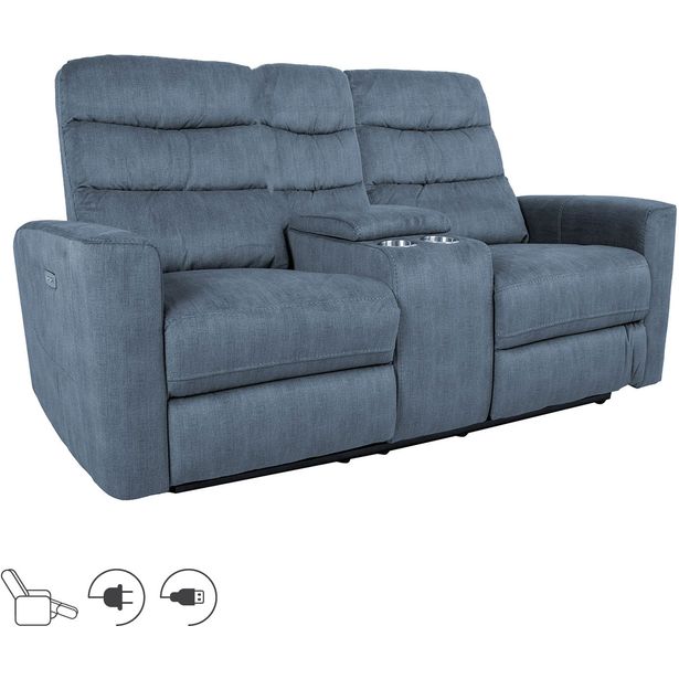 Recliner sofa GASTON 2-seater with electric mechanism, blue
