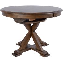 Ruokapöytä Home4You JAMES Ø106+46xK76 cm, rustiikkitammi, ruskea
