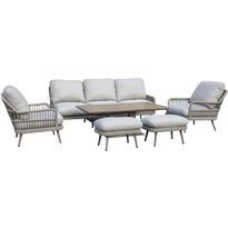 Puutarhakalustesetti Home4You MARENDA 6-osainen, harmaa/beige