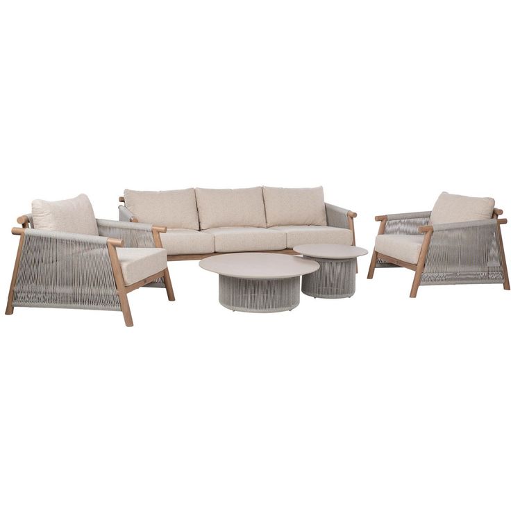 Garden furniture set DIANA sofa, 2 armchairs and 2 tables, beige