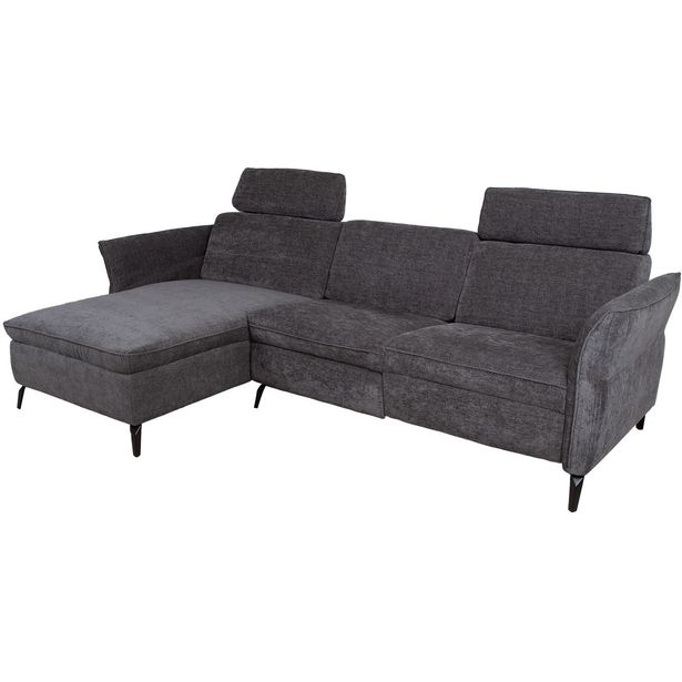 Corner sofa DAYTON LC, electric recliner, dark grey