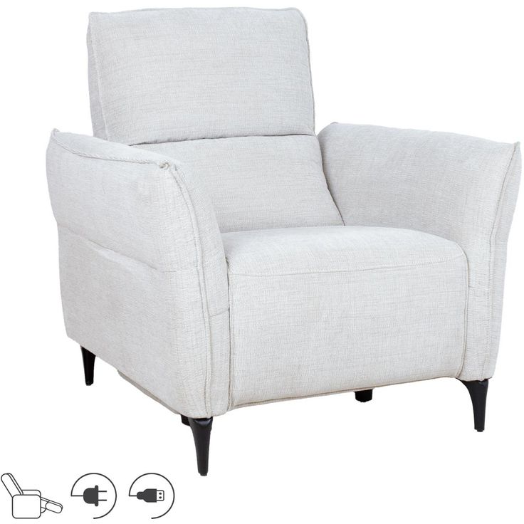 Recliner armchair MIAMI with electric mechanism, light beige