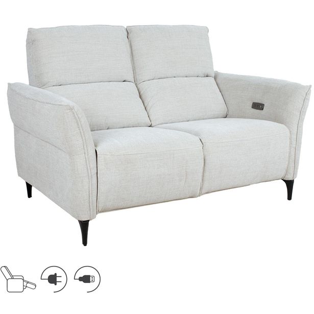Recliner sofa MIAMI 2-seater with electric mechanism, light beige