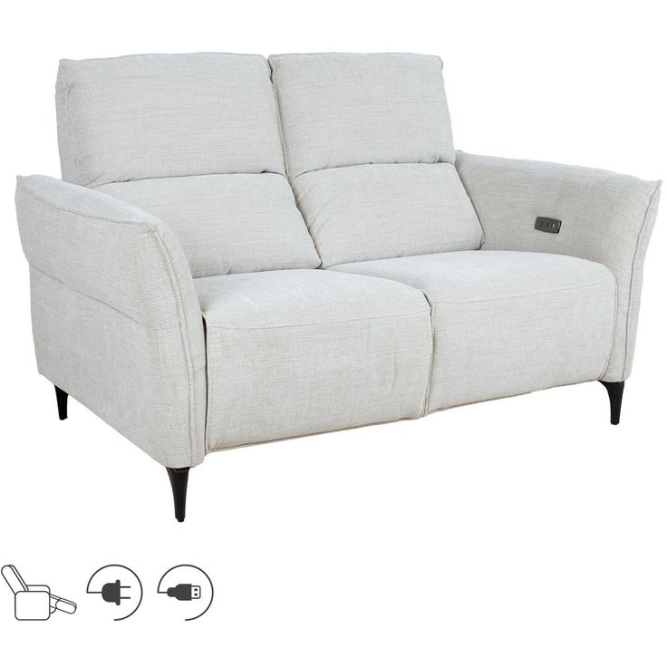 Recliner sofa MIAMI 2-seater with electric mechanism, light beige