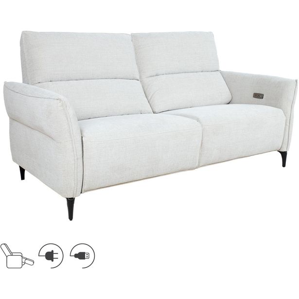 Recliner sofa MIAMI 3-seater with electric mechanism, light beige