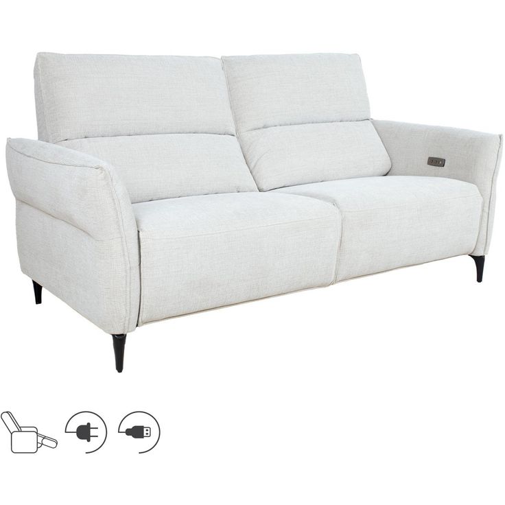 Recliner sofa MIAMI 3-seater with electric mechanism, light beige