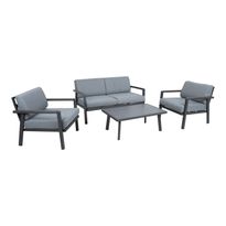 Oleskeluryhmä Home4You Delgado, sohva, pöytä, ja 2 tuolia, harmaa