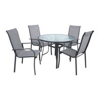 Ruokailuryhmä Home4You Everetø102cm + 4 tuolia, harmaa