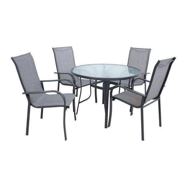 Ruokailuryhmä Home4You Everetø102cm + 4 tuolia, harmaa 