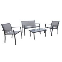Oleskeluryhmä Home4You Cypress, penkki, pöytä, 2 tuolia, harmaa