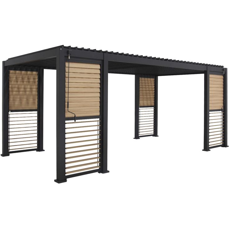 Gazebo MIRADOR-111 with louvred walls 3x6m, dark grey