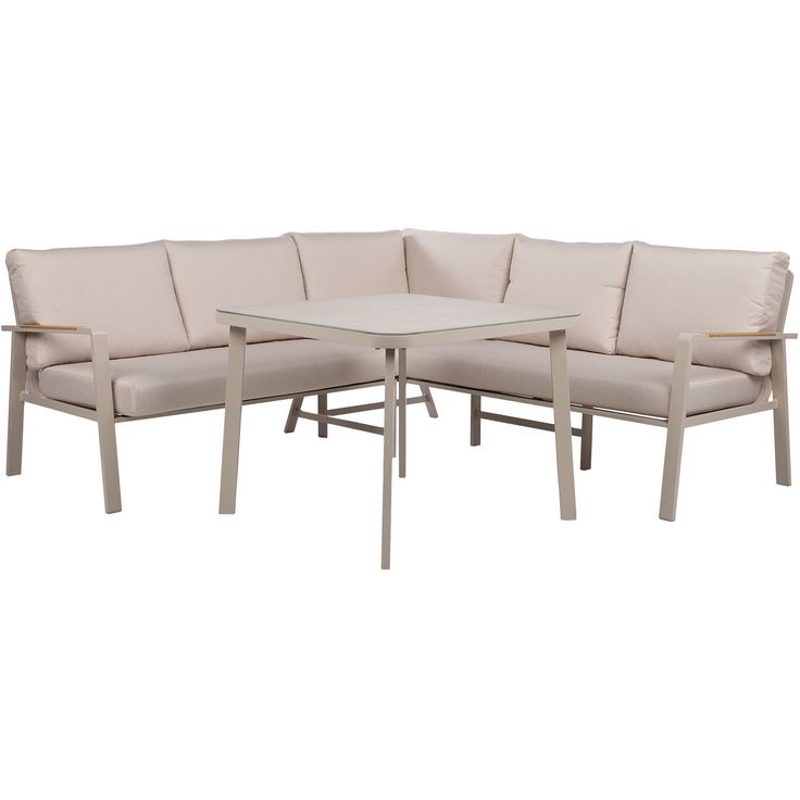 Garden furniture set UPLAND table and corner sofa, beige