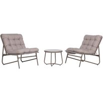 Puutarhakalustesetti Home4You JIVE pöytä ja 2 tuolia, taupe, beige