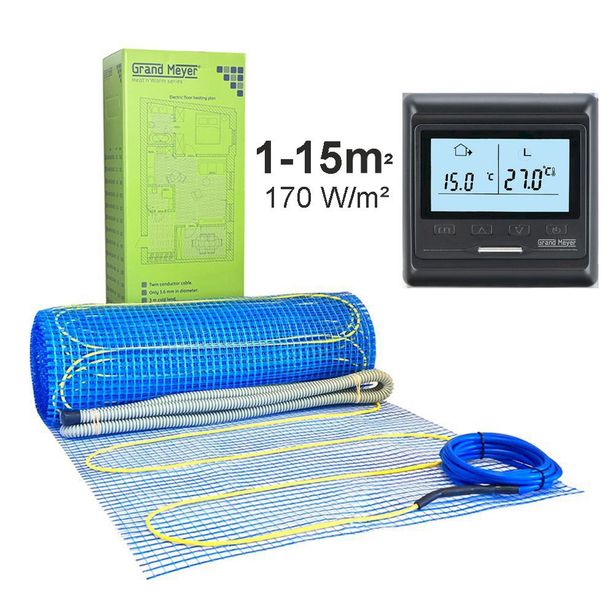Lattialämmitysmatto Grand Meyer 1 m², 170 W/m² + termostaatti HW800, eri kokoja