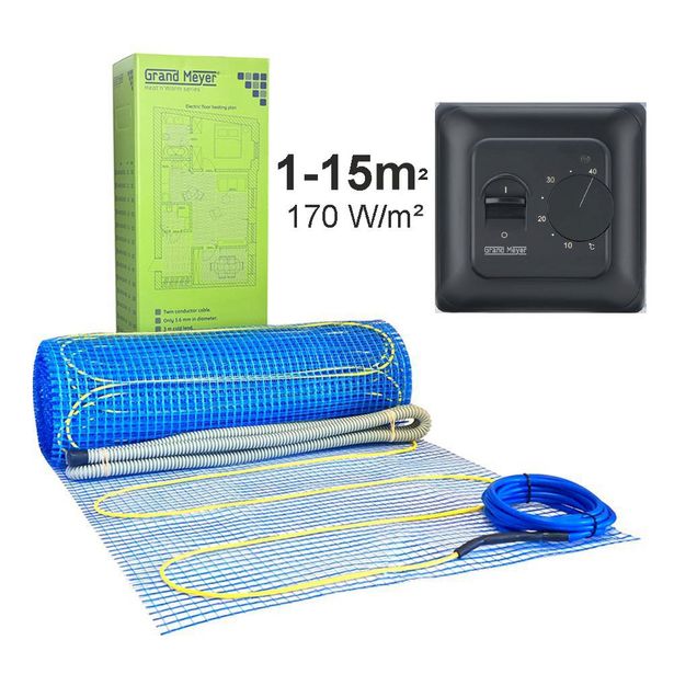Lattialämmitysmatto Grand Meyer 1 m², 170 W/m² + termostaatti MST-10, eri kokoja