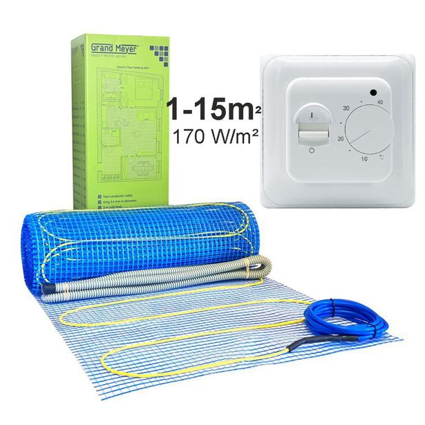 Lattialämmitysmatto Grand Meyer 1 m², 170 W/m² + termostaatti MST-1, eri kokoja