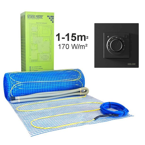 Lattialämmitysmatto Grand Meyer 1 m², 170 W/m² + termostaatti MST-9n, eri kokoja