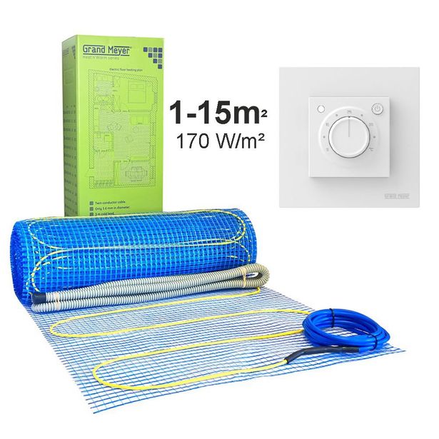 Lattialämmitysmatto Grand Meyer 1 m², 170 W/m² + termostaatti MST-9, eri kokoja