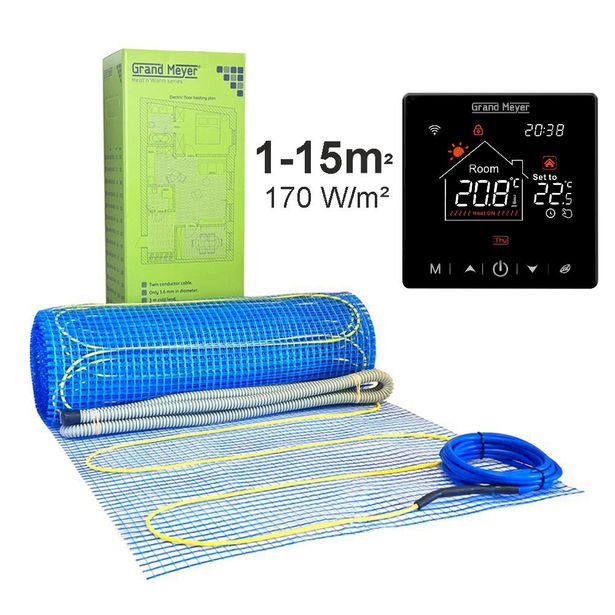 Lattialämmitysmatto Grand Meyer 1 m², 170 W/m² + Wi-Fi termostaatti SN-20, eri kokoja