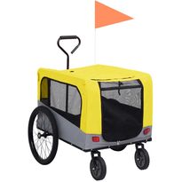 2-in-1 lemmikkikärry pyörään/juoksurattaat keltainen ja harmaa