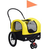 2-in-1 lemmikkikärry pyörään/juoksurattaat keltainen & musta