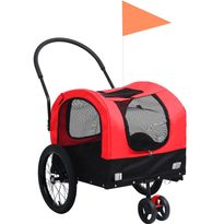 2-in-1 lemmikkikärry pyörään/juoksurattaat punainen ja musta