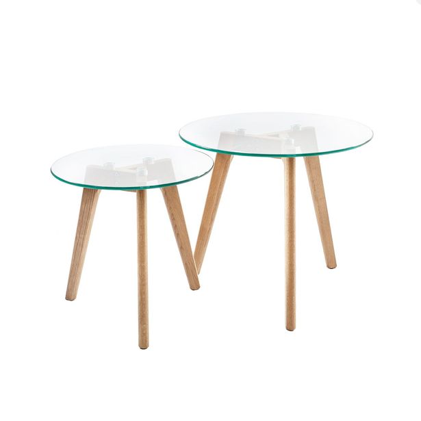 Sohvapöytäsetti Home4You Helena ø40cm /ø50cm, lasi 