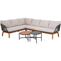 Puutarhakalustesetti Home4You TUXEDO kulmasohva ja 2 pöytää, vihreä